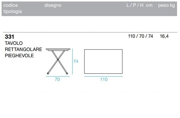 Emu Arc en Ciel folding table cm. 110x70