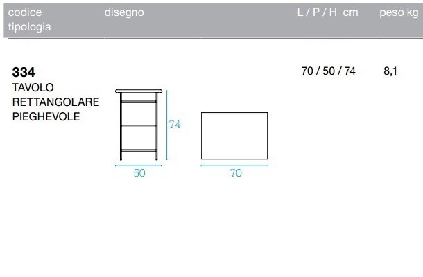 Emu Arc en Ciel folding table cm. 50x70