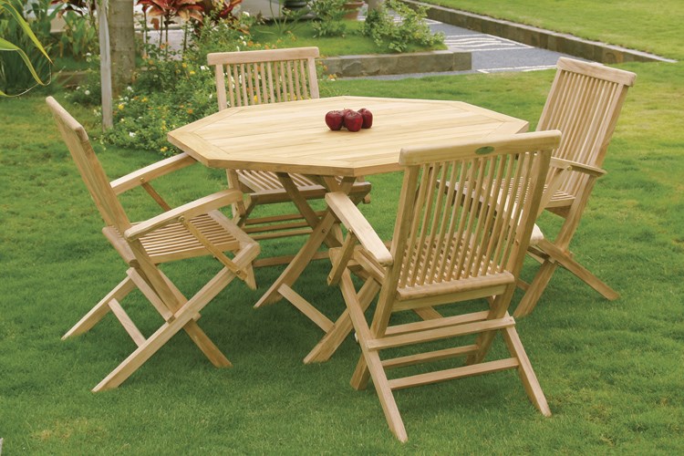 JIMBARAN Octagonal Folding Table Teak Wood Centro Mobili Giardino