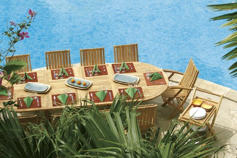 GOLIA Oval Extending Table Teak Wood Giardino di Legno