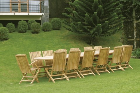 OLIMPO Oval Extending Table Teak Wood Giardino di Legno