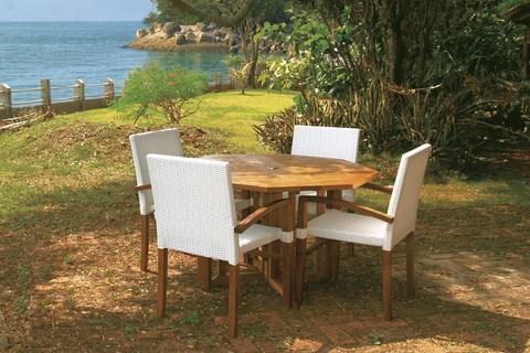 Octagonal Foldable Table  Telemaco Teak Wood Giardino di Legno