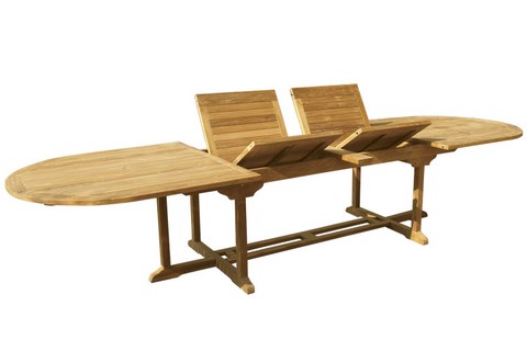 OLIMPO Oval Extending Table Teak Wood Giardino di Legno